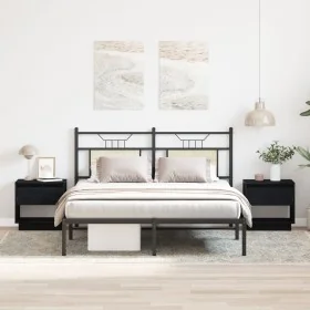 Cabecera de Cama 2 pcs Negro Roble 45x34x49 cm