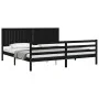 Bettgestell mit schwarzem Massivholzkopfteil 200x200 cm von vidaXL, Betten und Lattenroste - Ref: Foro24-3194790, Preis: 191,...