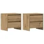 Cabinetes de Noche 2 pcs Roble Artesanal 45x34x44,5 cm Madera Elaborada de , Mesitas de noche - Ref: Foro24-863356, Precio: 9...
