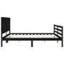 Bed frame with black solid wood headboard 200x200 cm by vidaXL, Beds and slatted bases - Ref: Foro24-3194790, Price: 189,50 €...