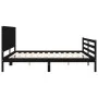 Bettgestell mit schwarzem Massivholzkopfteil 200x200 cm von vidaXL, Betten und Lattenroste - Ref: Foro24-3194790, Preis: 191,...