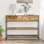 Mesa Consola Madera Vieja 100x25x75 cm Madera Engineered y Acero by , Side tables - Ref: Foro24-863511, Price: 97,51 €, Disco...