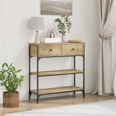 Mesa Consola de Roble Artesanal 72,5x25x75 cm en Madera y Acero by , Side tables - Ref: Foro24-863520, Price: 81,75 €, Discou...