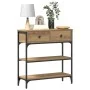 Mesa Consola de Roble Artesanal 72,5x25x75 cm en Madera y Acero by , Side tables - Ref: Foro24-863520, Price: 81,75 €, Discou...