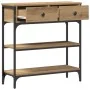 Mesa Consola de Roble Artesanal 72,5x25x75 cm en Madera y Acero by , Side tables - Ref: Foro24-863520, Price: 81,75 €, Discou...