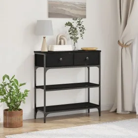 Mesa Consola Negro Roble 72,5x25x75 cm Madera Elaborada y Acero von , Seitentische - Ref: Foro24-863521, Preis: 86,22 €, Raba...