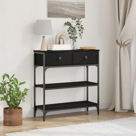 Mesa Consola Negro Roble 72,5x25x75 cm Madera Elaborada y Acero von , Seitentische - Ref: Foro24-863521, Preis: 86,22 €, Raba...