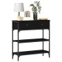 Mesa Consola Negro Roble 72,5x25x75 cm Madera Elaborada y Acero von , Seitentische - Ref: Foro24-863521, Preis: 86,22 €, Raba...