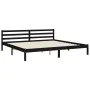 Bed frame with black solid wood headboard 200x200 cm by vidaXL, Beds and slatted bases - Ref: Foro24-3194790, Price: 189,50 €...