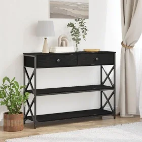 Mesa Consola Negro Roble 100x28x75 cm Madera Elaborada y Acero by , Side tables - Ref: Foro24-863529, Price: 100,77 €, Discou...