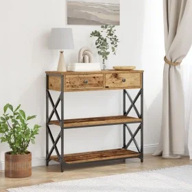 mesa consola de madera vieja 75x28x75 cm madera de ingeniería y acero by , Side tables - Ref: Foro24-863535, Price: 86,47 €, ...