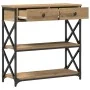Mesa Consola de Roble Artesanal 75x28x75 cm Madera Ingenierizada y Acero by , Side tables - Ref: Foro24-863536, Price: 86,47 ...