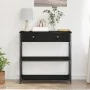 mesa de consola negro roble 75x28x75 cm madera engineered y acero | Foro24.es | Tu tienda online para hogar, jardín y más Foro24.es