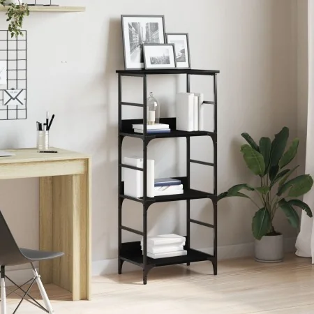Estantería Negra de Roble 50x33x117,5 cm de Madera Elaborada y Acero | Foro24.es | Tu tienda online para hogar, jardín y más Foro24.es