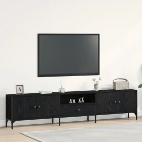 mueble de TV con cajón negro de roble 200x25x44
