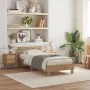 Estructura de Cama con Luces LED Roble Artisan 90x200 cm Madera Ingenierizada de , Camas y somieres - Ref: Foro24-863796, Pre...