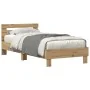 Estructura de Cama con Luces LED Roble Artisan 90x200 cm Madera Ingenierizada de , Camas y somieres - Ref: Foro24-863796, Pre...