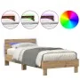 Estructura de Cama con Luces LED Roble Artisan 90x200 cm Madera Ingenierizada de , Camas y somieres - Ref: Foro24-863796, Pre...