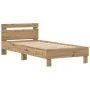 Estructura de Cama con Luces LED Roble Artisan 90x200 cm Madera Ingenierizada de , Camas y somieres - Ref: Foro24-863796, Pre...