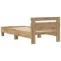 Estructura de Cama con Luces LED Roble Artisan 90x200 cm Madera Ingenierizada de , Camas y somieres - Ref: Foro24-863796, Pre...