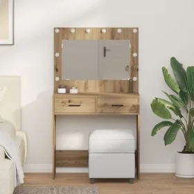 Tocador con Luces LED Roble Artesanal 78.5x41x135 cm by , Bedroom Dressers - Ref: Foro24-865036, Price: 115,48 €, Discount: -5%%