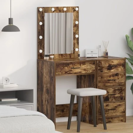Mesa de Tocador con Luces LED Roble Ahumado 50x41x135 cm von , Schlafzimmerkommoden - Ref: Foro24-865041, Preis: 90,67 €, Rab...