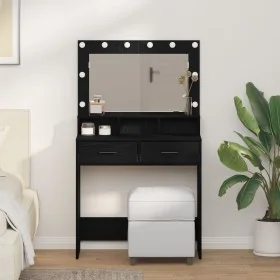 Mesa de tocador con luces LED negra en roble, 79x41x135 cm de , Tocadores para dormitorios - Ref: Foro24-865083, Precio: 130,...
