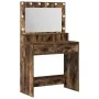 Mesa de tocador con luces LED de madera ahumada 79x41x135 cm | Foro24.es | Tu tienda online para hogar, jardín y más Foro24.es