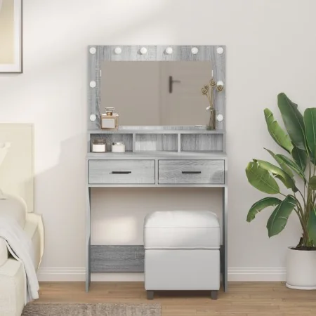 Tocador con Luces LED Gris Sonoma 79x41x135 cm de by , Bedroom Dressers - Ref: Foro24-865087, Price: 126,66 €, Discount: -5%%