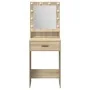 Mesa de tocador con luces LED, color Roble Sonoma, 50x41x135 cm de , Tocadores para dormitorios - Ref: Foro24-865093, Precio:...