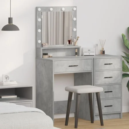 Mesa de tocador con luces LED en gris concreto de 50x41x135 cm | Foro24.es | Tu tienda online para hogar, jardín y más Foro24.es