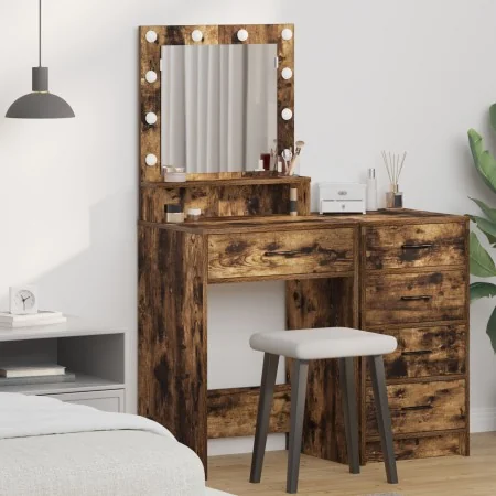 Mesa de tocador con luces LED en roble ahumado 50x41x135 cm | Foro24.es | Tu tienda online para hogar, jardín y más Foro24.es