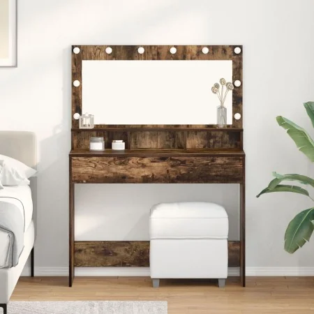 Mesa de Maquillaje con Luces LED en Roble Ahumado 100x41x135 cm | Foro24.es | Tu tienda online para hogar, jardín y más Foro24.es