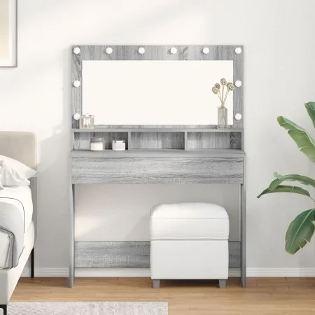 Mesa de tocador con luces LED en gris Sonoma 100x41x135 cm | Foro24.es | Tu tienda online para hogar, jardín y más Foro24.es