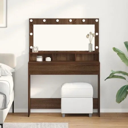 Mesa de tocador con luces LED en color Roble Marrón, 100x41x135 cm | Foro24.es | Tu tienda online para hogar, jardín y más Foro24.es