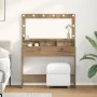 Mesa de maquillaje con luces LED en roble artesanal, 100x41x135 cm | Foro24.es | Tu tienda online para hogar, jardín y más Foro24.es