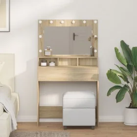 Mesa de Maquillaje con Luces LED Roble Sonoma 79x41x135 cm by , Bedroom Dressers - Ref: Foro24-865111, Price: 111,97 €, Disco...
