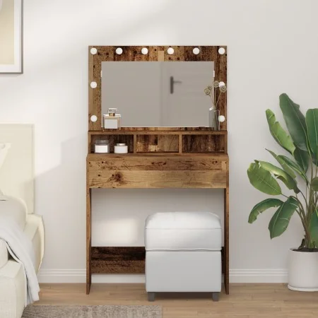 Mesa de tocador con luces LED de madera antigua 79x41x135 cm | Foro24.es | Tu tienda online para hogar, jardín y más Foro24.es