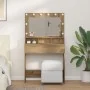 Mesa de tocador con luces LED de roble artesanal 79x41x135 cm | Foro24.es | Tu tienda online para hogar, jardín y más Foro24.es