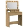 Mesa de tocador con luces LED de roble artesanal 79x41x135 cm | Foro24.es | Tu tienda online para hogar, jardín y más Foro24.es