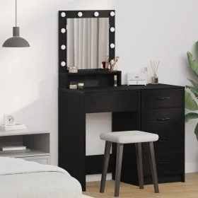 Mesa de maquillaje con luces LED en roble negro 50x41x135 cm de , Tocadores para dormitorios - Ref: Foro24-865119, Precio: 94...