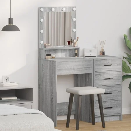 Mesa de tocador con luces LED en Gris Sonoma - 50x41x135 cm | Foro24.es | Tu tienda online para hogar, jardín y más Foro24.es