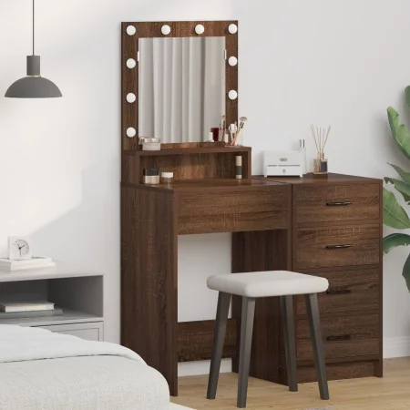 Escritorio de Maquillaje con Luces LED - Roble Marrón - 50x41x135 cm | Foro24.es | Tu tienda online para hogar, jardín y más Foro24.es