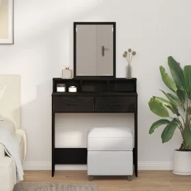 Mesa de tocador Roble negro MDF y vidrio 79 x 41 x 140 cm Tocador by , Bedroom Dressers - Ref: Foro24-865137, Price: 106,76 €...