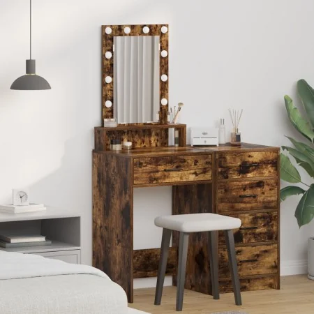 Mesa de Tocador con Luces LED Roble Ahumado 50x41x140 cm | Foro24.es | Tu tienda online para hogar, jardín y más Foro24.es