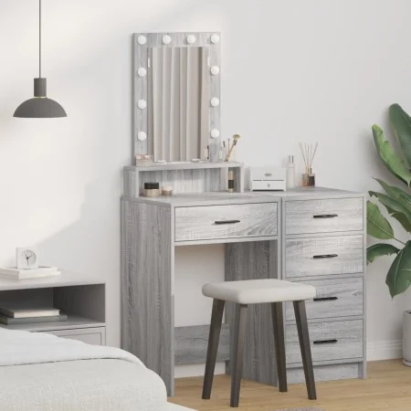 Mesa de tocador con luces LED en Gris Sonoma 50x41x140 cm | Foro24.es | Tu tienda online para hogar, jardín y más Foro24.es