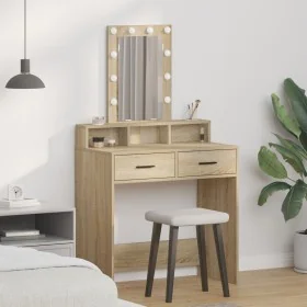 Mesa de Tocador con Luces LED Sonoma Roble 79x41x140 cm by , Bedroom Dressers - Ref: Foro24-865165, Price: 114,21 €, Discount...