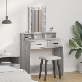 Mesa de tocador con luces LED Gris Sonoma