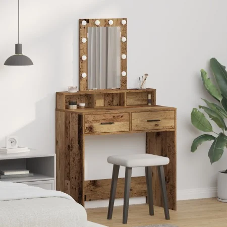 Mesa de Tocador con Luces LED - Estilo de Madera Vintage, 79x41x140 cm de , Tocadores para dormitorios - Ref: Foro24-865170, ...