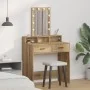 Mesa de tocador rústica con luces LED de roble 79x41x140 cm | Foro24.es | Tu tienda online para hogar, jardín y más Foro24.es